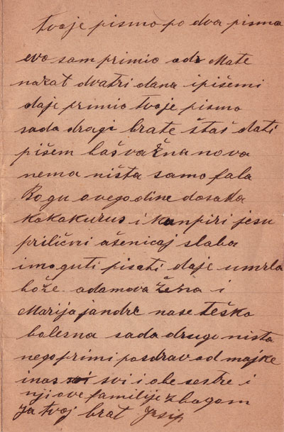 Josip Rađa Ogorje Donje Letter of 28 June 1924