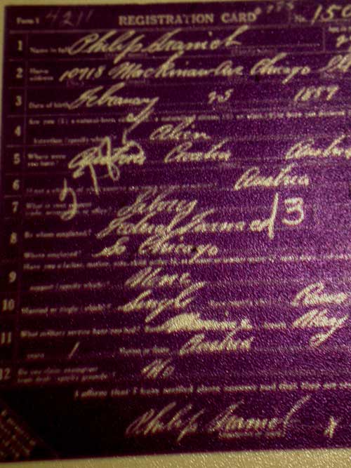 Philip Granich WW1 Draft Registration, 5 June 1917